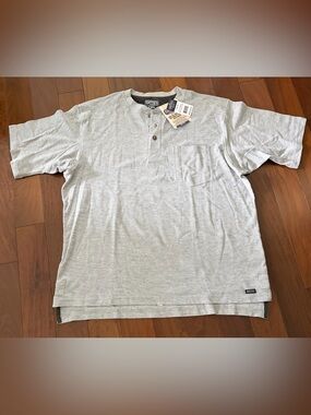 SMITH’S Gray Short-Sleeve Henley Pocket Tee Men’s 2XL